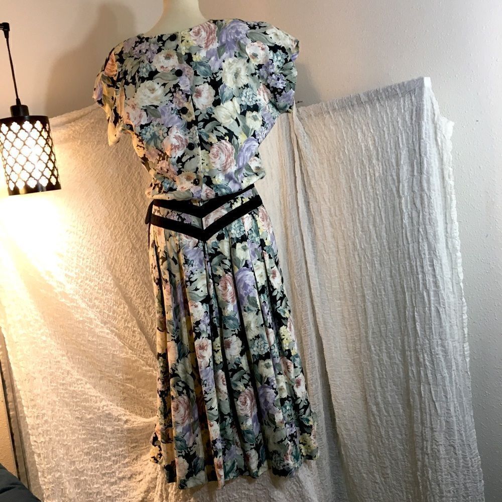 Joann Sparks for Daniel Barrett VTG Floral 80's Dress Size 12 - Picture 4 of 10